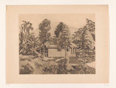 House in Bogor with a Mountain in the Background House with the Salak(?) Volcano in the Background, Buitenzorg (original title) by Willem Arnoldus Witsen