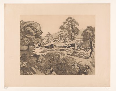 Houses in Bogor with the Salak and Gede Volcanoes by Willem Arnoldus Witsen