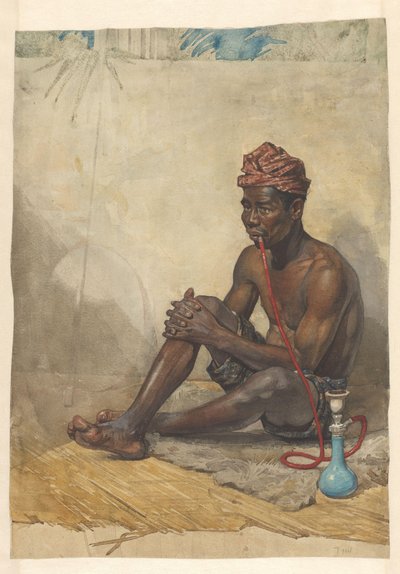 Seated Indian Man with Water Pipe by Willem Witsen