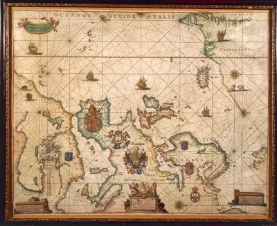 European Coast, Map on Parchment by Willem and Joan Blaeu by Willem and Joan  Blaeu