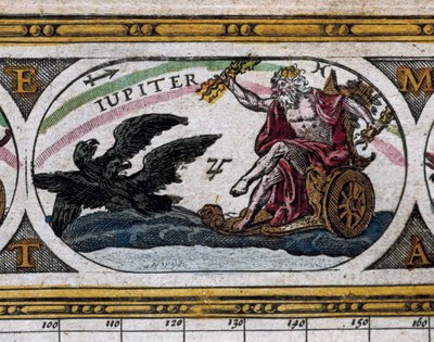 Representation of the God Jupiter fighting black eagles in his chariot (engraving) in 