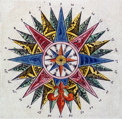 Rose des vents (detail), Le theatre du monde ou Nouvel atlas by Guillaume et Jean Blaeu by Willem and Joan  Blaeu