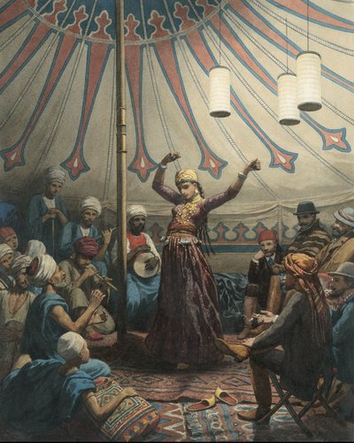 Egyptian Dancer in a Tent, with Musicians and Spectators by Willem de Famars Testas