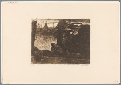 Man on the Quay of a Harbor (On the Quay) by Willem de Zwart (signed by artist)