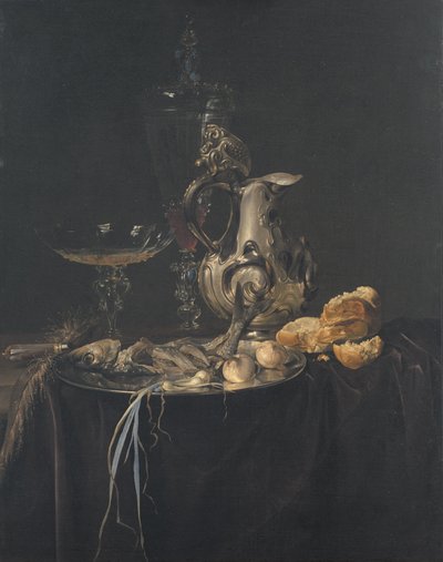 Still Life. Breakfast Piece with a Silver Jug by Willem van Aelst