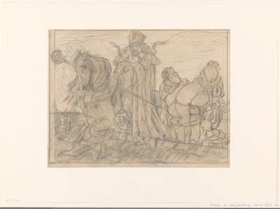 Sinterklaas with Two Piets on a Roof by Willem van Konijnenburg