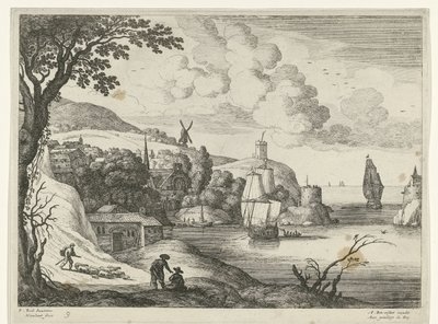 Village by a Bay, Italian Landscapes (series title) by Willem van Nieulandt (II)