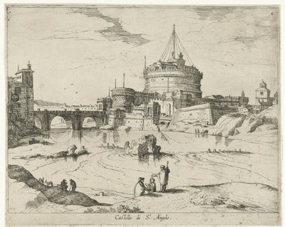 Castle of the Holy Angel Castello di St. Angelo (title on object) Views of Rome (series title) by Willem van Nieulandt (II)
