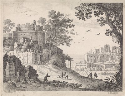 Buildings along a Road (Italian Landscapes series) by Willem van Nieulandt (II)