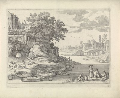 Harbor with Rowboats, Figures, and Cattle by Willem van Nieulandt (II)