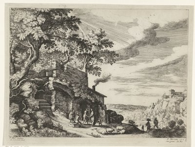 Shepherds by a Ruin (Italian Landscapes) by Willem van Nieulandt (II)