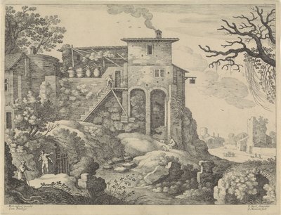 Italian Landscape with an Inn by Willem van Nieulandt (II)