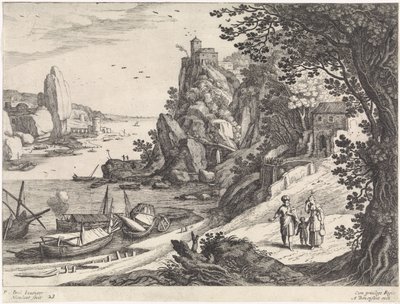 Landscape with the Expulsion of Hagar and Ishmael Italian Landscapes (series title) by Willem van Nieulandt (II)
