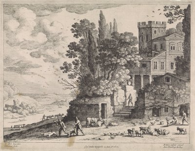 Landscape with a House, Figures and Cattle by Willem van Nieulandt (II)