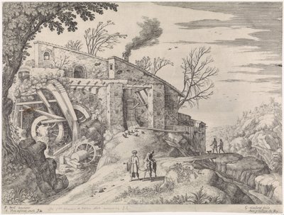 Landscape with a Watermill and the Good Samaritan (Italian Landscapes series) by Willem van Nieulandt (II)