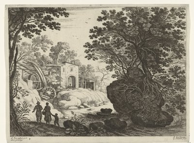 Couple and Child by a Watermill (Italian Landscapes) by Willem van Nieulandt (II)