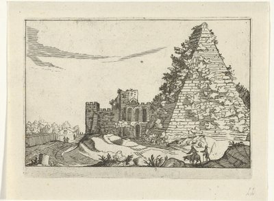 Pyramid of Gaius Cestius (Roman Ruins, Series 2) by Willem van Nieulandt (II)