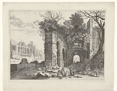 Resting Family in Front of a Ruin by Willem van Nieulandt (II)