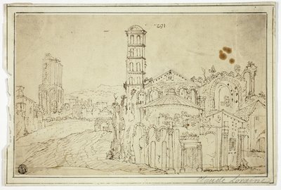 View in Rome: Torre della Melisa, Ruins of Early Christian Church by Willem van Nieuwlandt II