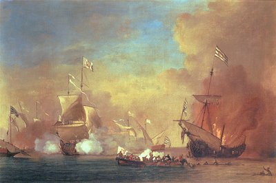 Barbary Pirates Attacking A Spanish Ship by Willem van de IIVelde