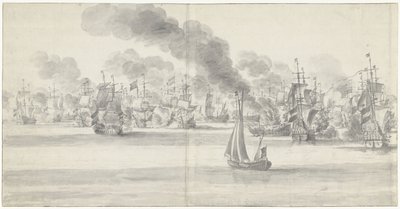 The Naval Battle off Katwijk (left panel), 1653 by Willem van de Velde (I)