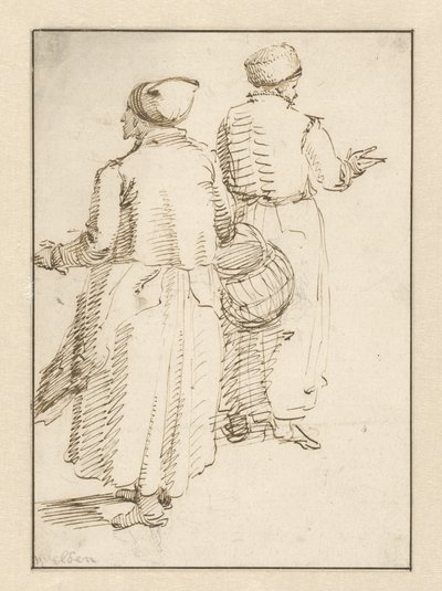 Man and Woman in Peasant Clothing, Seen from the Back by Willem van de Velde (I)