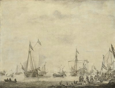 Royal Yacht and State Yacht Sail from Moerdijk with Charles II, King of England, on board, 1660 by Willem van de Velde (I)