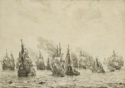 The Battle of Livorno (Leghorn): Episode from the First Anglo-Dutch War (1652-54) by Willem van de Velde (I)