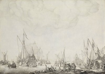 The Royal and State Yachts, Possibly the Arrival of Charles II of England at Moerdijk, 1660 by Willem van de Velde (I)