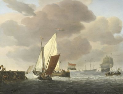 Ships near the Coast in Windy Weather by Willem van de Velde (II)
