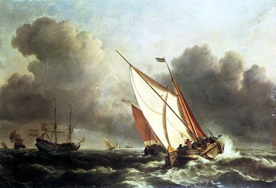 Dutch Shipping Offshore in a Rising Gale by Willem van de Velde
