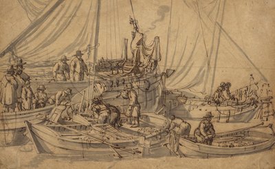 Figures on Board Small Merchant Vessels, c.1650-5 by Willem van de Velde