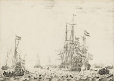 Dutch Ships near the Coast by Willem van de Velde I