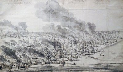 Robert Holmes setting the Dutch Fleet on fire at Terschelling by Willem van de Velde the Elder