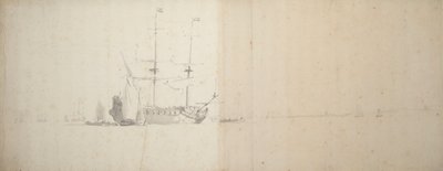 A Dutch ship at anchor off the land, c.1666 by Willem van de Velde the Younger