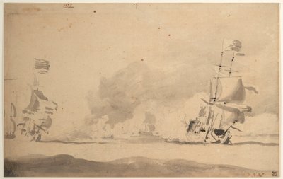 A Dutch ship in chase of an English ship by Willem van de Velde the Younger