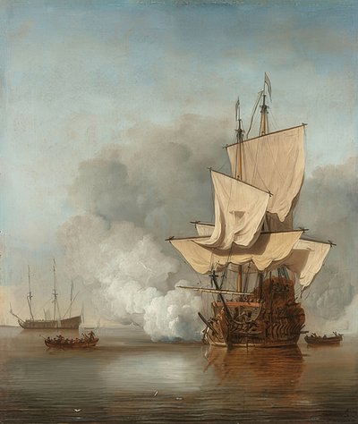 The Cannon Shot. Around 1680 by Willem van de Velde the Younger