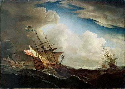 English Ships at Sea Beating to Windward in a Gale, c.1690 by Willem van de Velde the Younger
