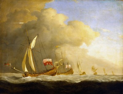 Group of British royal yachts on the sea by Willem van de Velde the Younger