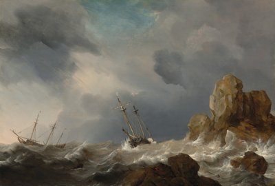 Ships in a Gale by Willem van de Velde the Younger