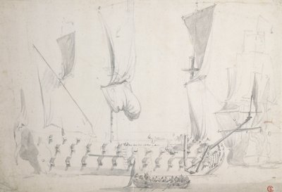 An English Fourth-Rate in Light Airs, c.1681 by Willem van de the Elder Velde