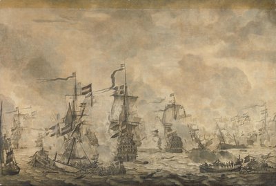 Battle between the Dutch and Swedish Fleets by Willem van de the Elder Velde