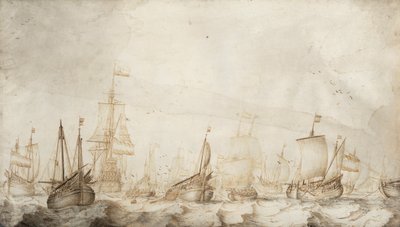 Dutch Herring Fishing Vessels in the North Sea by Willem van de the Elder Velde