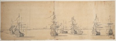 Dutch Ships at Anchor Off a Low Shore, c.1658 by Willem van de the Elder Velde