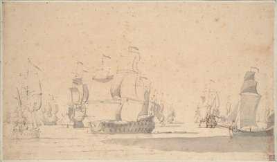 English ships, a ketch and a galliot in a light breeze, June 1673?, c.1673 by Willem van de the Elder Velde