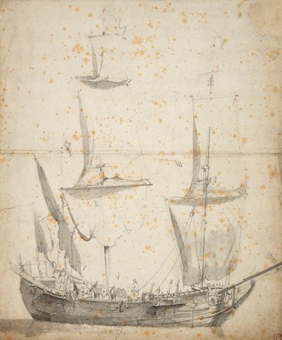Portrait of a Small Dutch Merchant Ship, c.1665 by Willem van de the Elder Velde