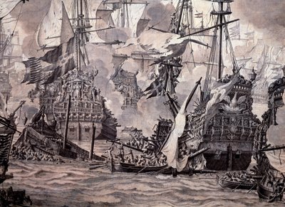 The Battle of the Sound between the Dutch and the Swedish fleets, 8 November 1658 (detail) by Willem van de the Elder Velde