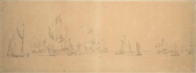 The Dutch fleet in light airs, c.1666 by Willem van de the Elder Velde