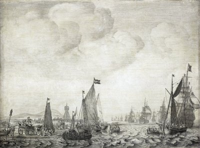 Trading Vessels to the Orient and Their Escort, Leaving Vlie, 9 June 1645 by Willem van de the Elder Velde