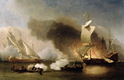 An Action off the Barbary Coast with Galleys and English Ships by Willem van de Velde the Younger